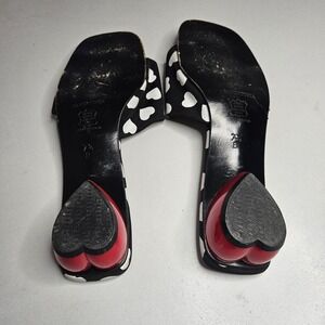 Vtg Ramon Tenza Sandals 7.5B Slide Heart Sculptural Heel Spain Whimsy Coquette